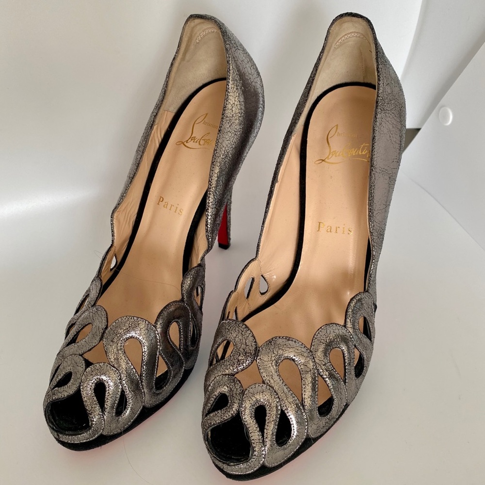 Christian Louboutin Black and Antique silver